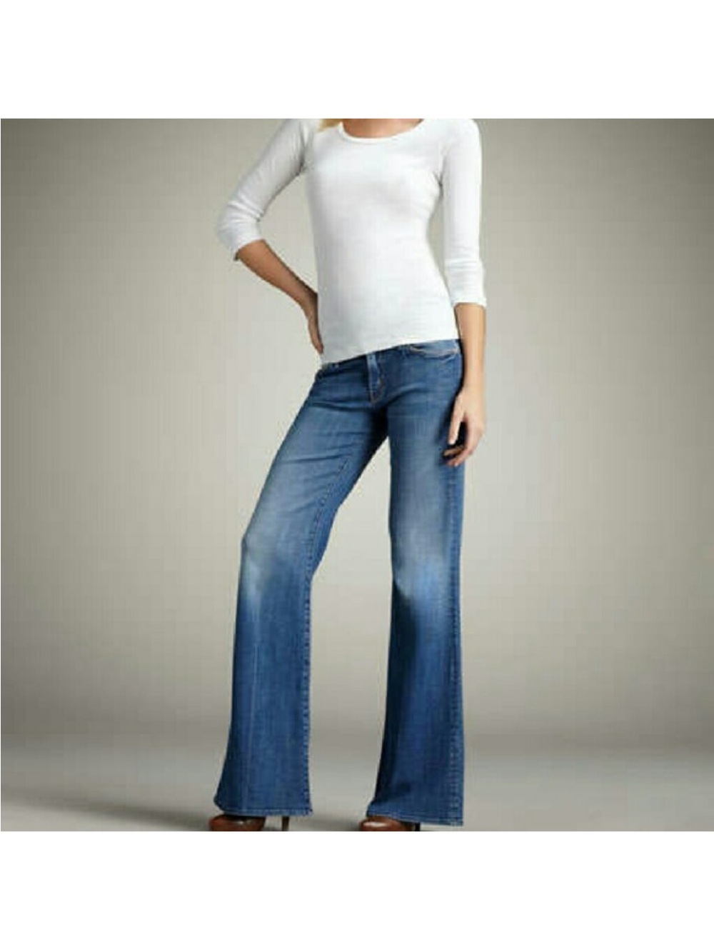 MOTHER Medium Blue Wide-Leg Jeans SZ 28